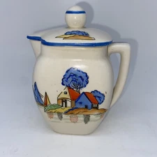 VTG Creamer with lid the hinode japan hand painted art deci granny chic 