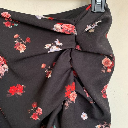 Gianni Bini Womens Celia Skirt Black Multi Floral Ruched Front Zip Lined XS NEW - Picture 2 of 9