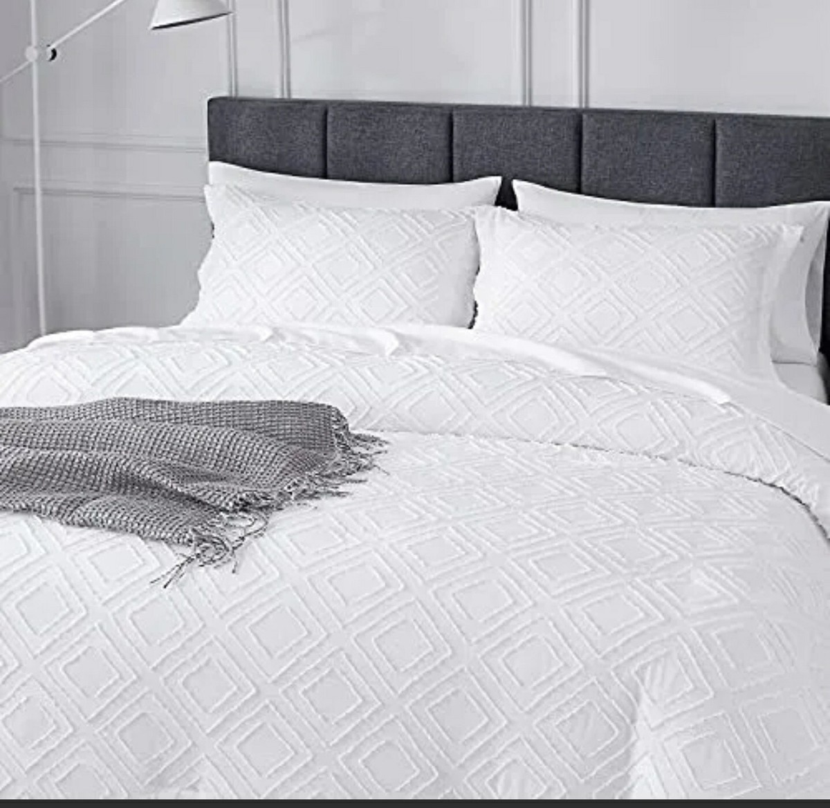 EHEYCIGA Twin Bed in a Bag White Comforter Set 5 Pieces Soft Embroidery  Tufted | eBay