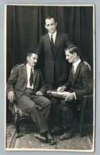 Romanian Men in Craiova Photo Studio RPPC Antique Romania Book Interesting 30s