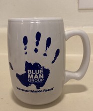 Image of Blue Man Group Coffee Mug Cup Universal Orlando Resort hand print 16-oz 5" tall
