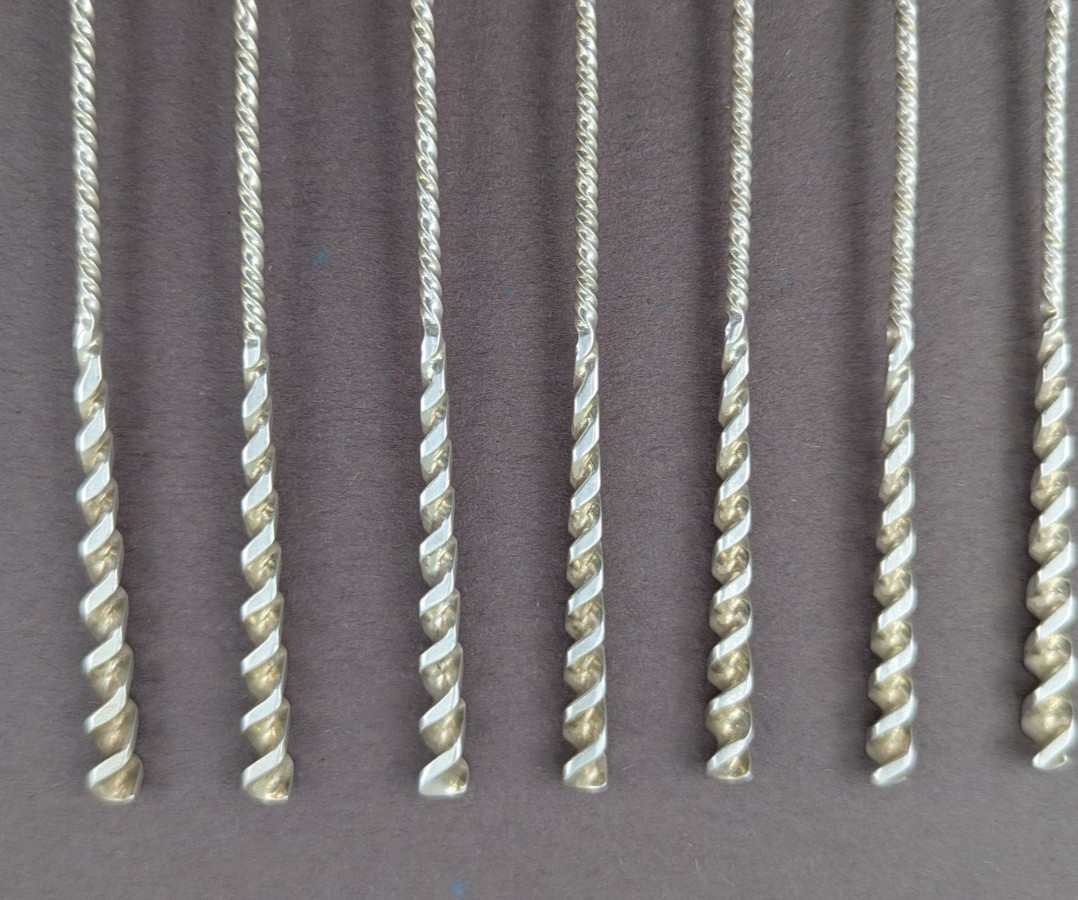 12 Square Twist by Whiting Sterling Silver Cocktail Fork Oyster Forks Set 5.5"