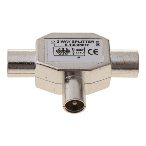 2 Way T Splitter1x Male to 2 x Female Metal COAX Coaxial TV Aerial Adapter - Imagen 4 de 10