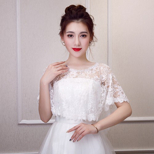 1x Elegant Lace Shrug Shawl Cape Crop Bolero for Evening Dress Women Ladies - Picture 7 of 35