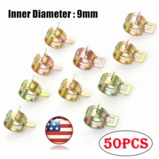 50PCS 0.3" 9mm Spring Hose Clamp Fastener Kit Fuel Water Line Pipe Air Tube Clip