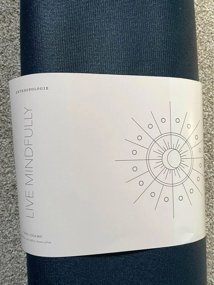 Anthropologie Live Mindfully Travel Yoga Mat NEW in package Blue Purple