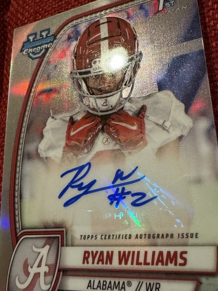 2025 Bowman Chrome U Football RYAN WILLIAMS Auto 1st Card Alabama