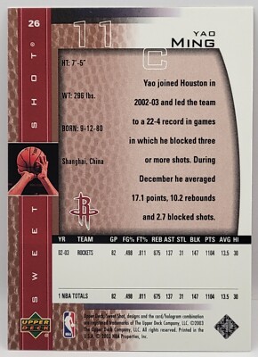03-04 Sweet Shot Yao Ming HOF Base Card (Houston Rockets) #26 2nd