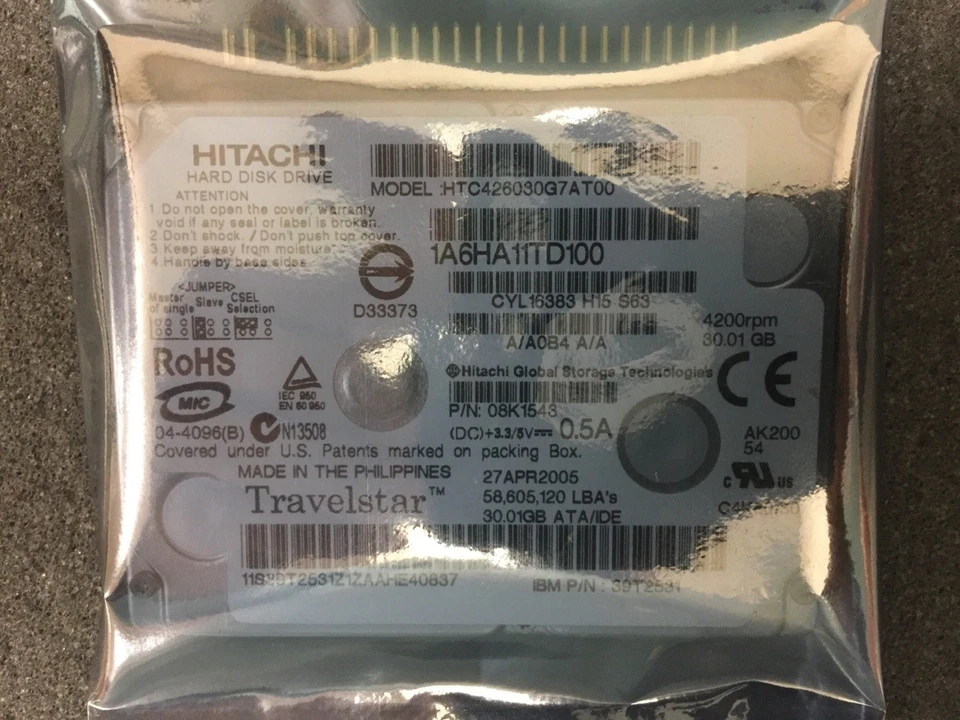 HITACHI 30 GB 4200 RPM IDE PATA 1.8" (HTC426030G7AT00) Internal Hard Drive  - Image 3 of 3