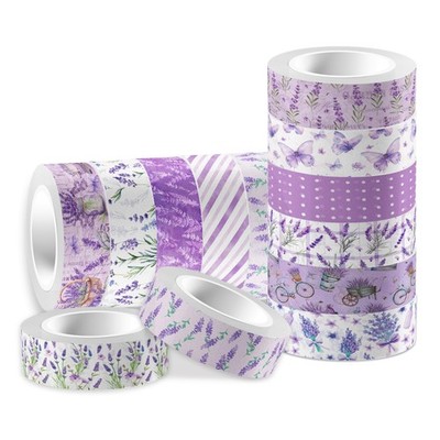 Lavender Washi Tape 12 Rolls Lavender Tape Masking Decorative Purple Flower W...