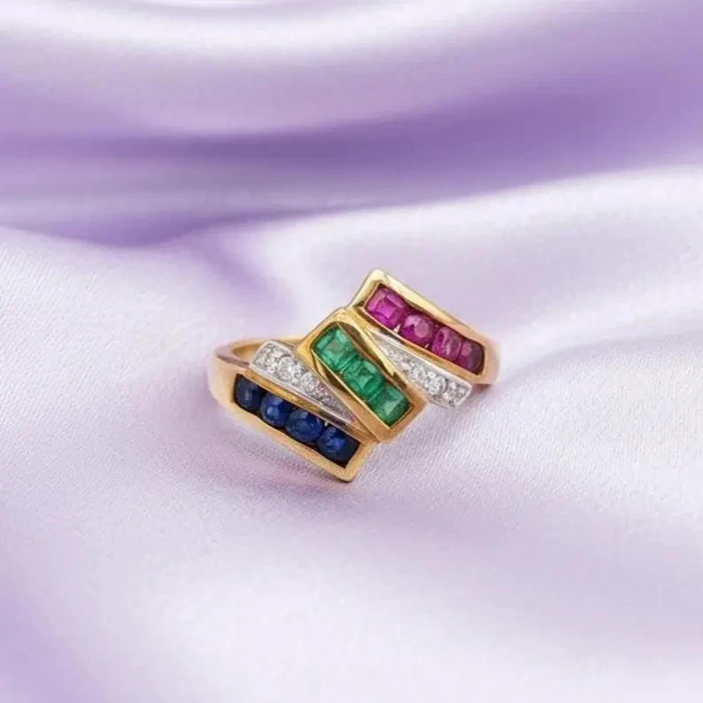 2Ct Round Cut Green Emerald Lab-Created Multicolor Ring 14K Yellow Gold Plated - Image 3 of 3