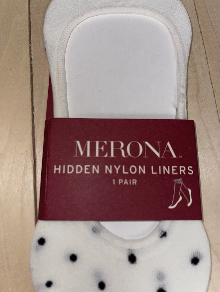 MERONA Peep-toe Branco Preto Bolinhas HTF Y2K Forros Inserir Meia Alternativa O/S - Imagem 2 de 3