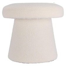 Puff Hocker Pouf gepolstert Sitzpouf Rund 38 x 38 x 43 cm weiß Sitzhocker Plüsch