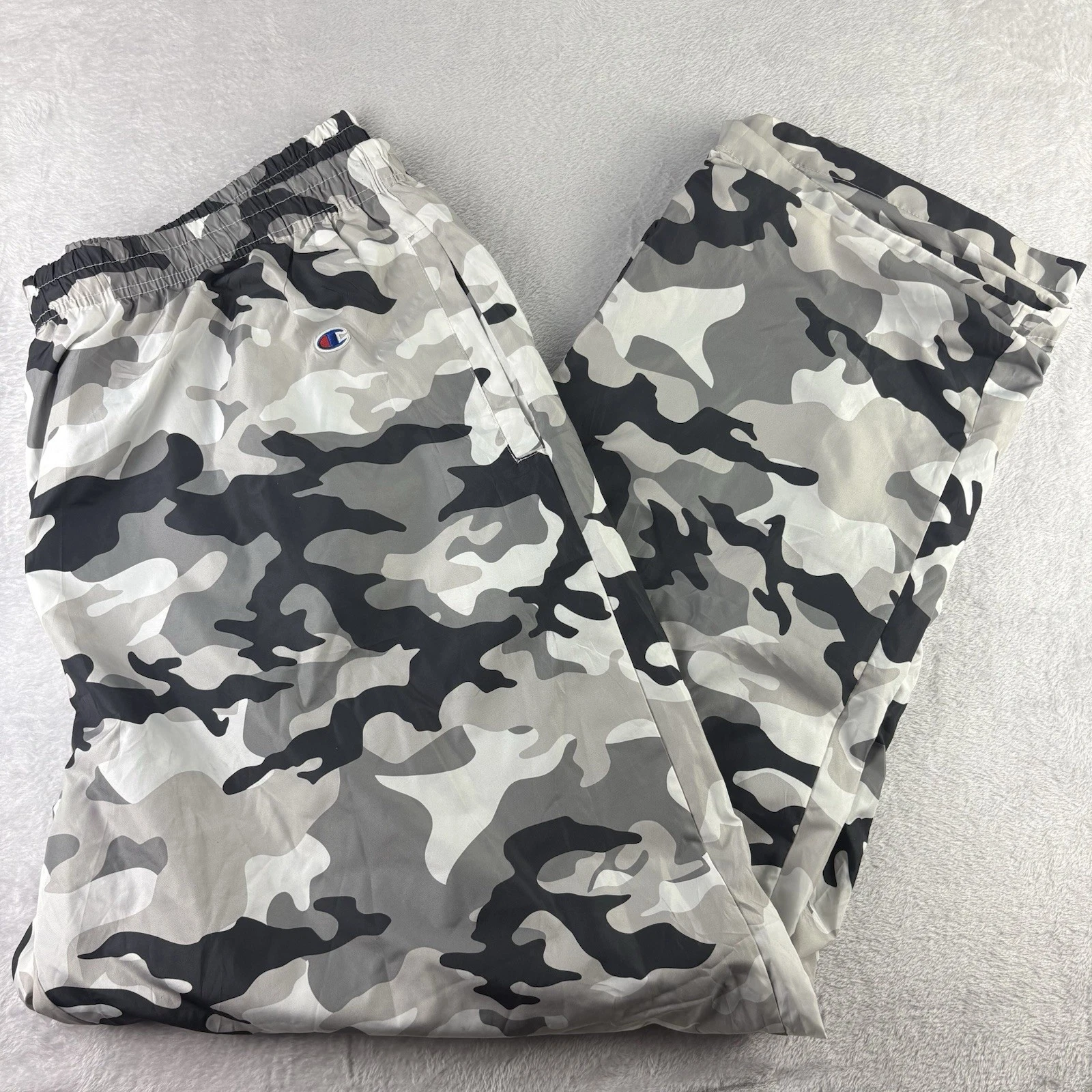 Champion Gray Camo Track Pants Mens 5XLT Lined Windbreaker Athletic Drawstring