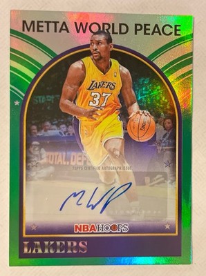 Metta World Peace Auto 2025 NBA Hoops 1989 Green Foil Lakers Ron Artest Auto