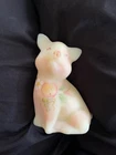 Fenton 100th Anniversary Burmese Pig Hand Painted Signed Glass Messenger Glows
