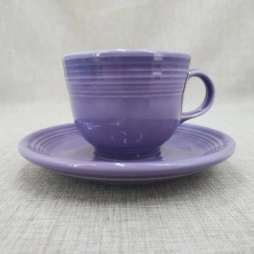 Fiesta Lilac Teacup & Saucer Set Fiestaware Purple Excellent LN Cond
