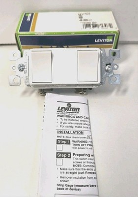 Leviton 1754-W 15A 1-Pole Non-Grounding Push-In Dual Rocker Switch