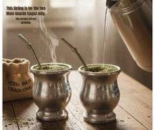 Mate Gourd Silver Double Walled Stainless Steel Set