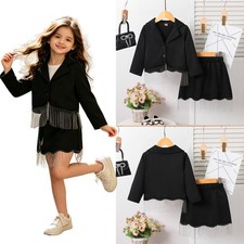 Girls Outfits Stage Performance Two-piece Set Gift Blazer Ball Skirt Dancing