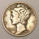 1942 D Mercury Winged Head Dime 10 Cents Silver Coin VF — photo 1