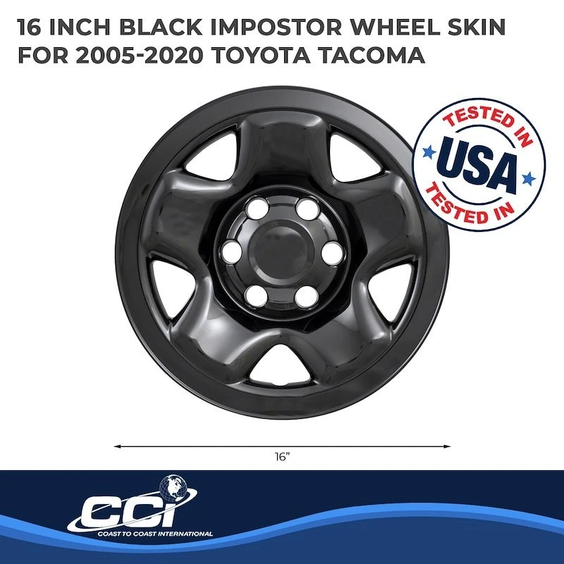 Чехлы колес IMP68BLK, 16 дюймов для Toyota Tacoma 2005-2023 годов выпуска глянцевые черные - Изображение 3 из 3