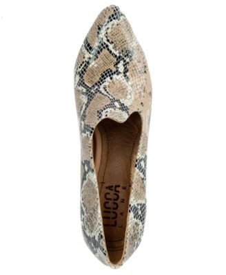 LUCCA LANE Womens Beige Snakeskin Yalexis Toe Stiletto Slip On Leather Pumps 8 M