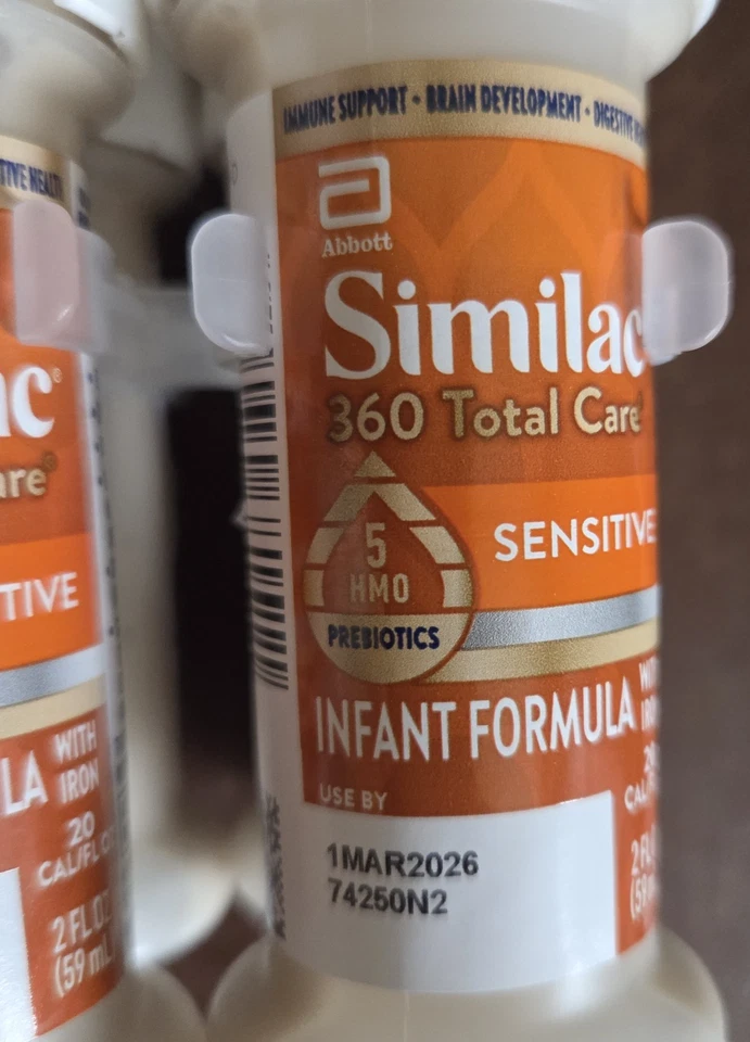 Fórmula para bebé Similac 360 Total Care Sensitive RTF 2 OZ biberones 4 quilates - caducidad 3/26 Foto 4 de 4