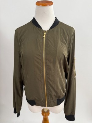 BAGATELLE olive green brown lightweight polyester bomber style jacket Women's M