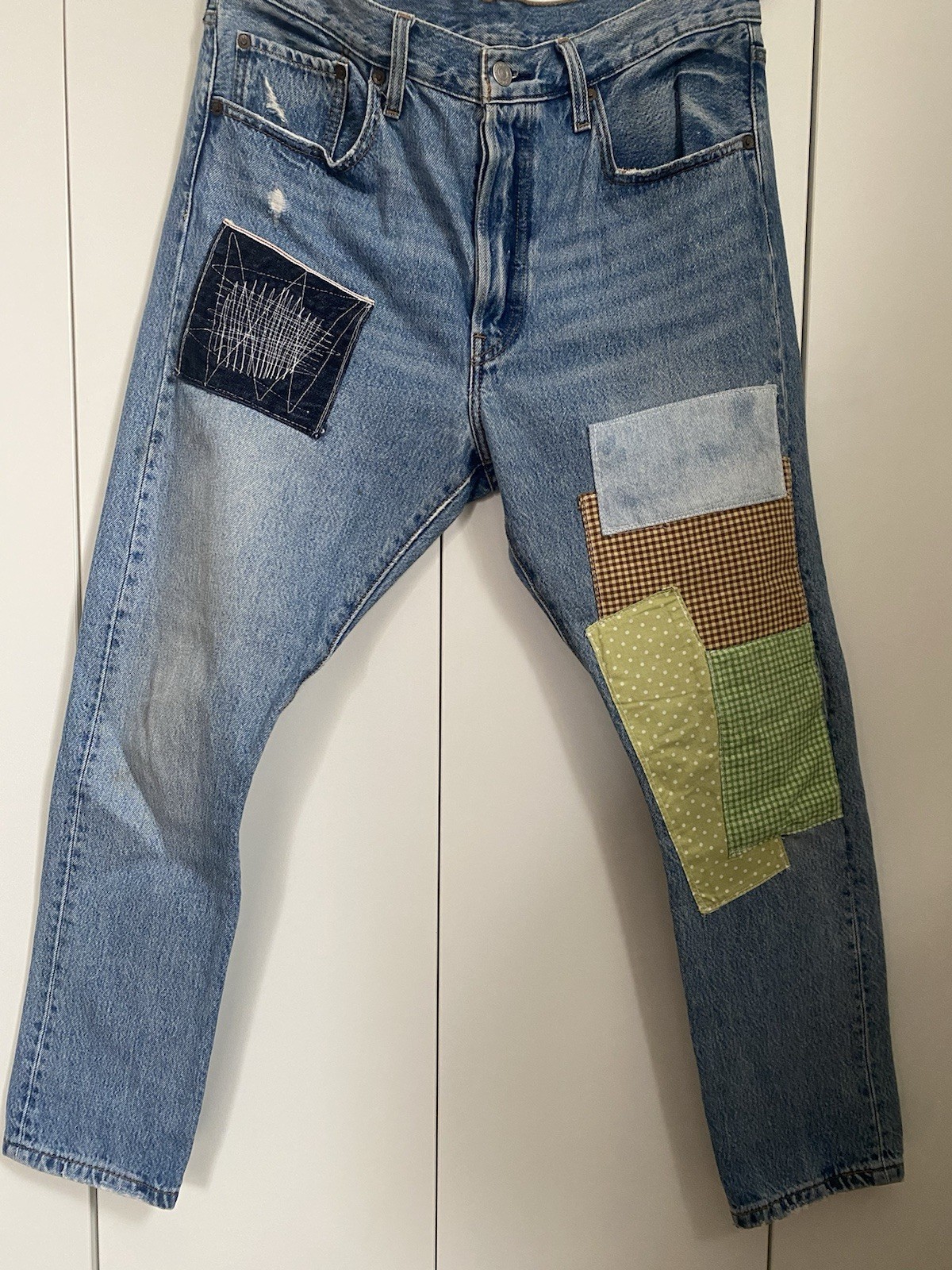 Levi's Premium Patchwork Distressed Straight Blue… - image 6