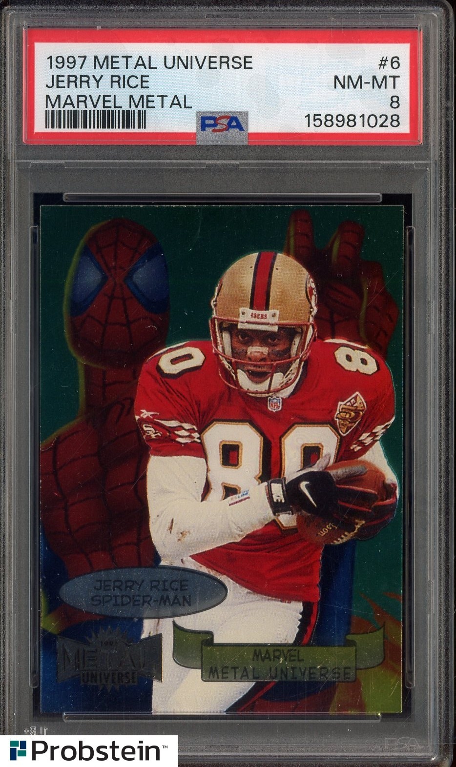 1997 Metal Universe Marvel Metal #6 Jerry Rice 49ers HOF PSA 8 Looks Nicer