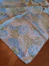 Blue Green Botanical Tablecloth Cotton 58x100
