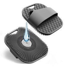 Silicone Body Scrubber for Men Women, Friendly Shower Gray, Gray