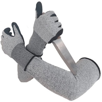 ANLONGLI Cut Resistant Nitrile Gloves and Sleeves with EN388 Large, Grey 