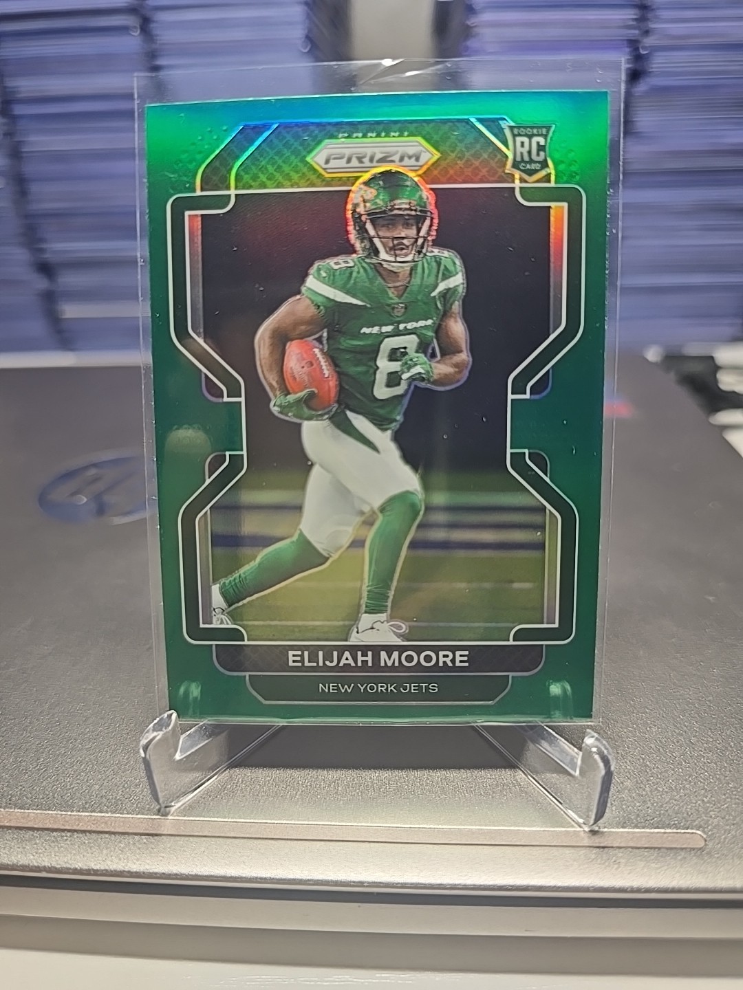 2021 Panini Football Prizm Elijah Moore Green #346 RC New York Jets