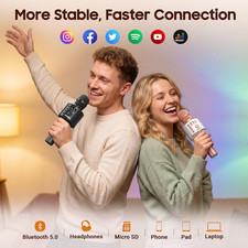 Wireless Bluetooth Karaoke Microphone,3-In-1 Portable Handheld Karaoke Mic Sp...
