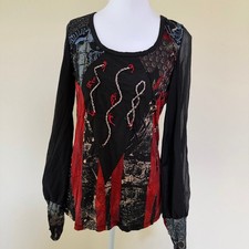 Vintage Save The Queen Samurai Graphic Mesh Top Y2K Italian Grunge Art to Wear