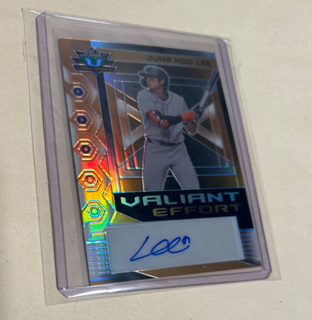 #1/1 JUNG HOO LEE AUTO LEAF VALIANT EFFORT GOLD PRISM AUTOGRAPH GIANTS SSP 1/1 ! view 3