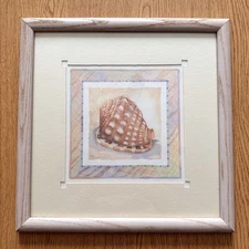 VTG P Paul Brent Framed Art Square Watercolor Print Signed Art Deco Pastel Pink