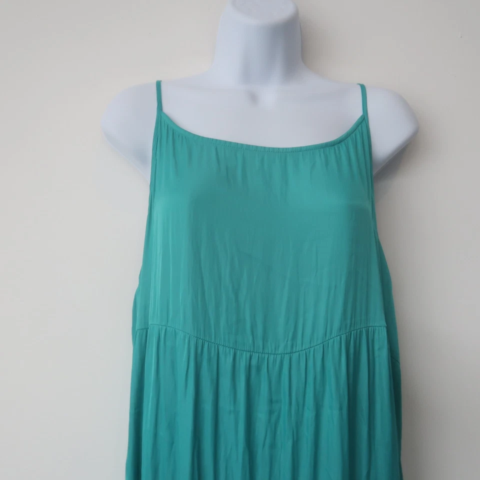 Joie Satin Maxi Dress XL Green Tiered Boho Flowy Summer Resort Event Guest - Image 2 of 4