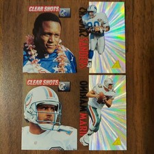 Dan Marino DOLPHINS 2 & Barry Sanders LIONS 6 1995 CLEAR SHOTS Acetate NFL Cards