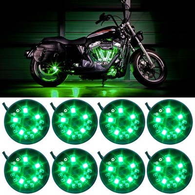 LEDGlow 8pc Green LED Motorcycle Pod Neon Underglow Accent Lights Kit