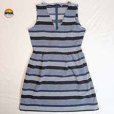 Madewell A-Line Dress Navy White V-Neck Othman Ridge Striped Women's Size Large