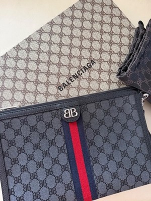 Balenciaga x Gucci  The Hacker Project  Clutch 30cm Blau   Full Set NEUWERTIG 