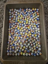 2 Ibs 12 Oz White And Various Color Vintage Glass Marbles - Lot J