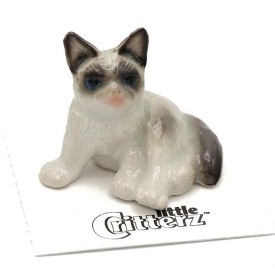 Little Critterz Cat ''Grumpy'' - Birthday Gift - Miniature Porcelain Figurine