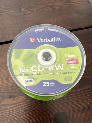 Verbatim CD-RW Discs 700MB/80min 4X/12X Spindle (25 PACK)