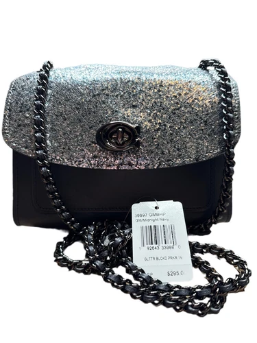 Borsa a tracolla Coach 38697 nuova Parker 18 glitter Midnight Navy convertibile nuova con etichetta