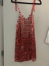 Nwt Urban Outfitters Chain Link Red Star Dress Open Back Size Small