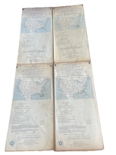 Vintage Sectional Aeronautical Charts 4 1970s Maps Jacksonville & Miami Florida